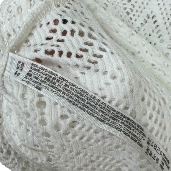 Free People Beach White Eyelet Bell Sleeve Cover Up Dress XS New Boho Tie Back - Picture 7 of 7